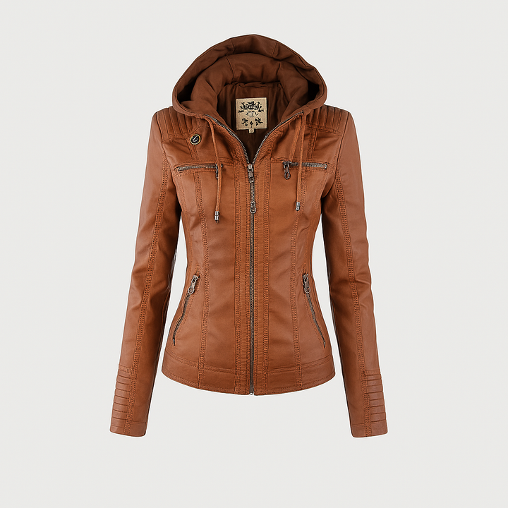 Isabella Stylish and Versatile Hooded Leather Jacket